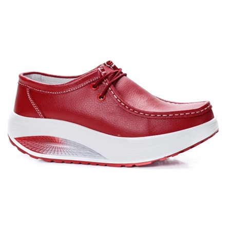 Pantofi cu talpa joasa comozi,casual,model cu siret,D&J Exclussive, Rosu