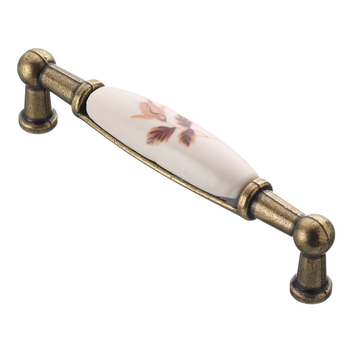 Maner retro alama antichizata, portelan, floare maro, 106 mm / 96 mm