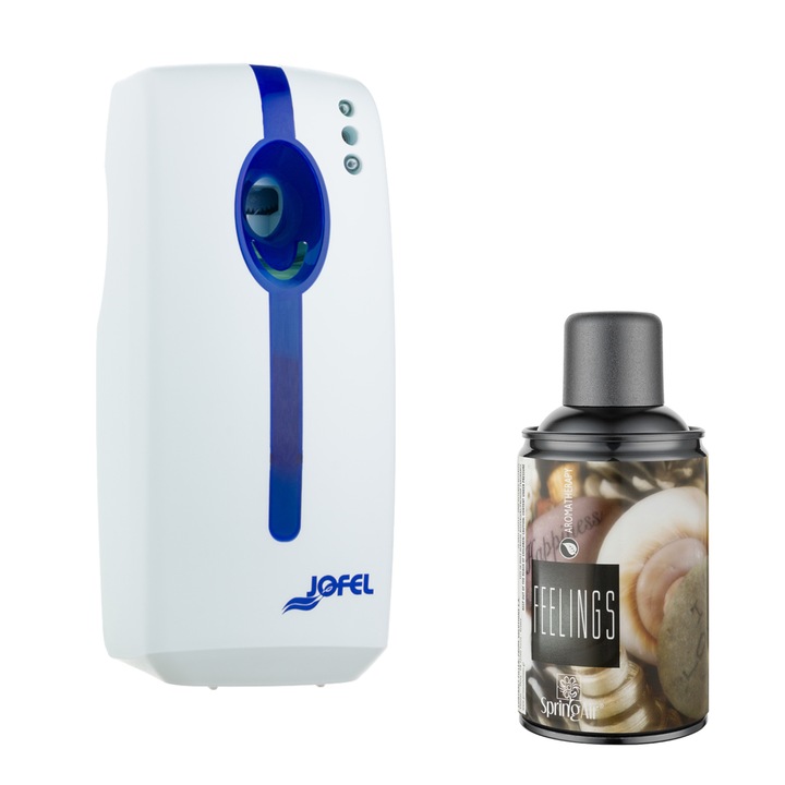 Odorizant electronic profesional Jofel cu rezerva spray 250 ml Feelings si baterii incluse