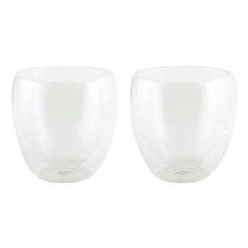 Set 2 pahare termo Drink Line, pereti dubli, sticla, 100 ml Set 2 pahare termo Drink Line, pereti dubli, sticla, 100 ml