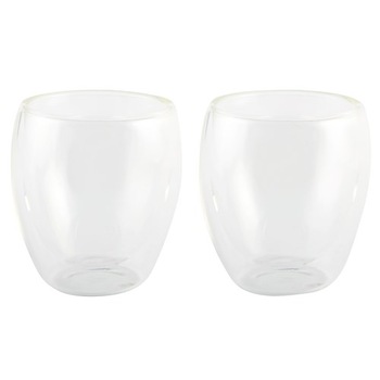 Set 2 pahare termo Drink Line, pereti dubli, sticla, 220 ml Set 2 pahare termo Drink Line, pereti dubli, sticla, 220 ml