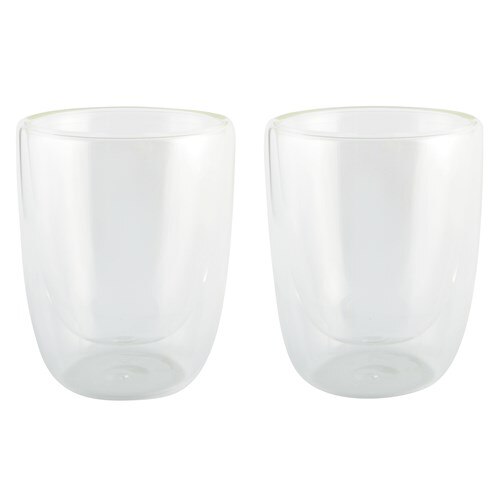 Set 2 pahare termo Drink Line, pereti dubli, sticla, 300 ml