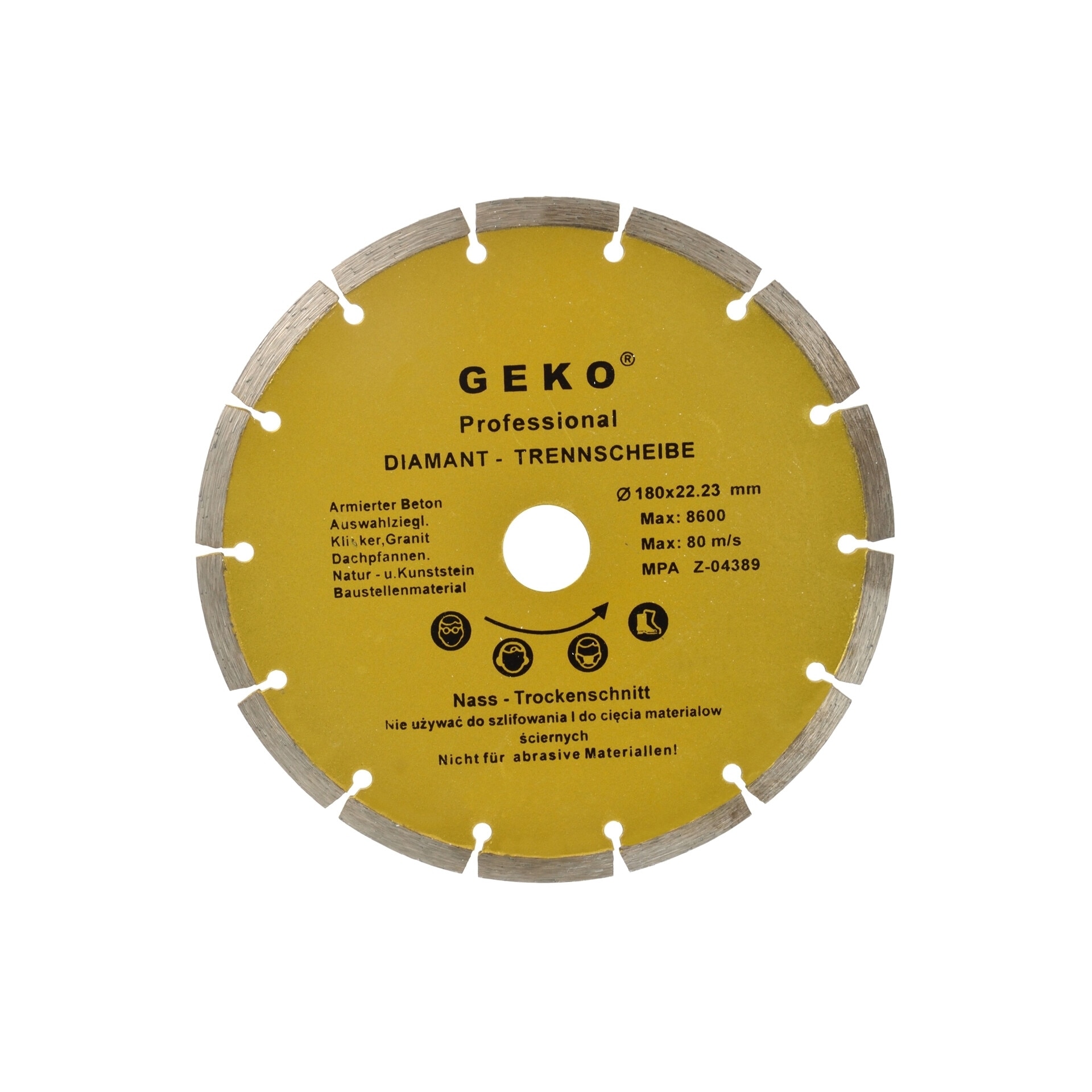 Disc diamantat segmentat 180x8x22mm, GEKO PROFESSIONAL G00252