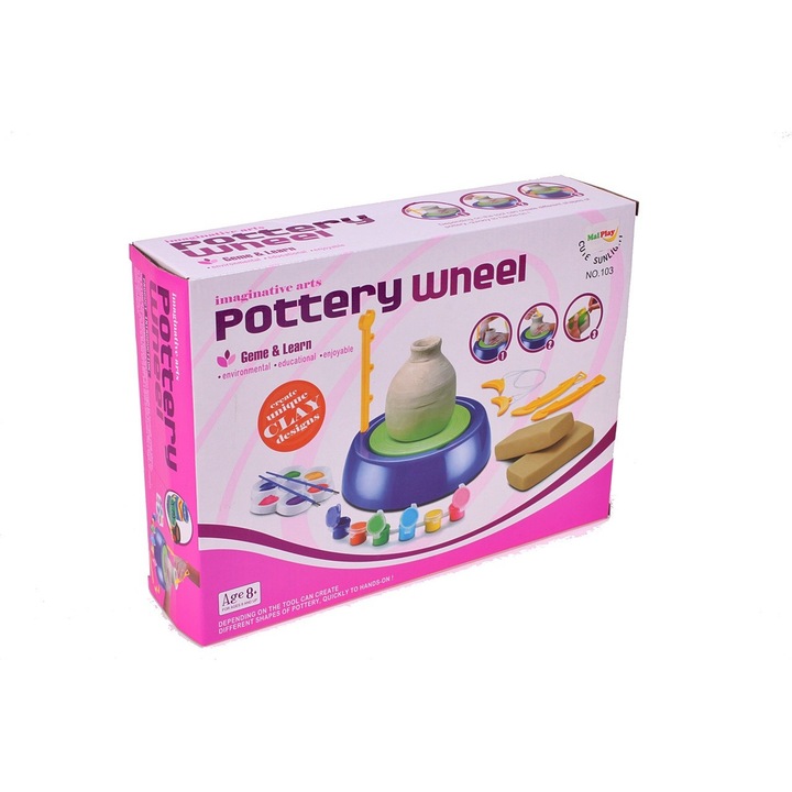Креативна играчка MalPlay Potter's Wheel с глина и аксесоари