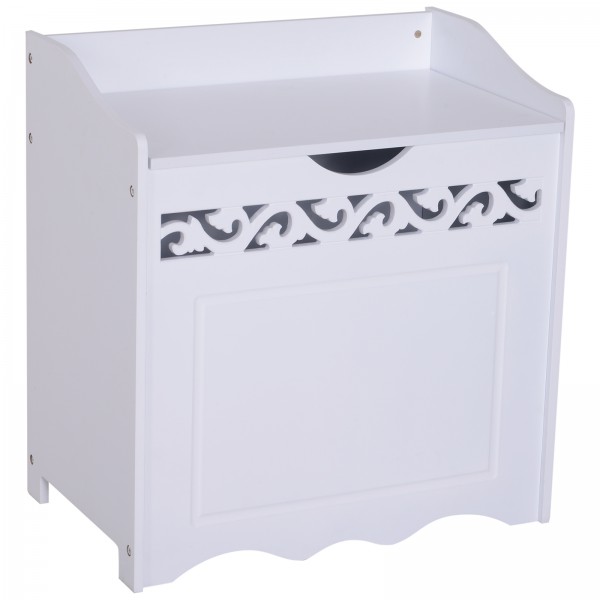 Cos de rufe alb cu decor sculptat Homcom , alb, 55 x 34 x 58 cm