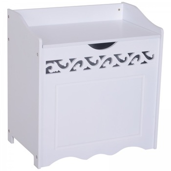 Cos de rufe alb cu decor sculptat Homcom , alb, 55 x 34 x 58 cm Cos de rufe alb cu decor sculptat Homcom , alb, 55 x 34 x 58 cm