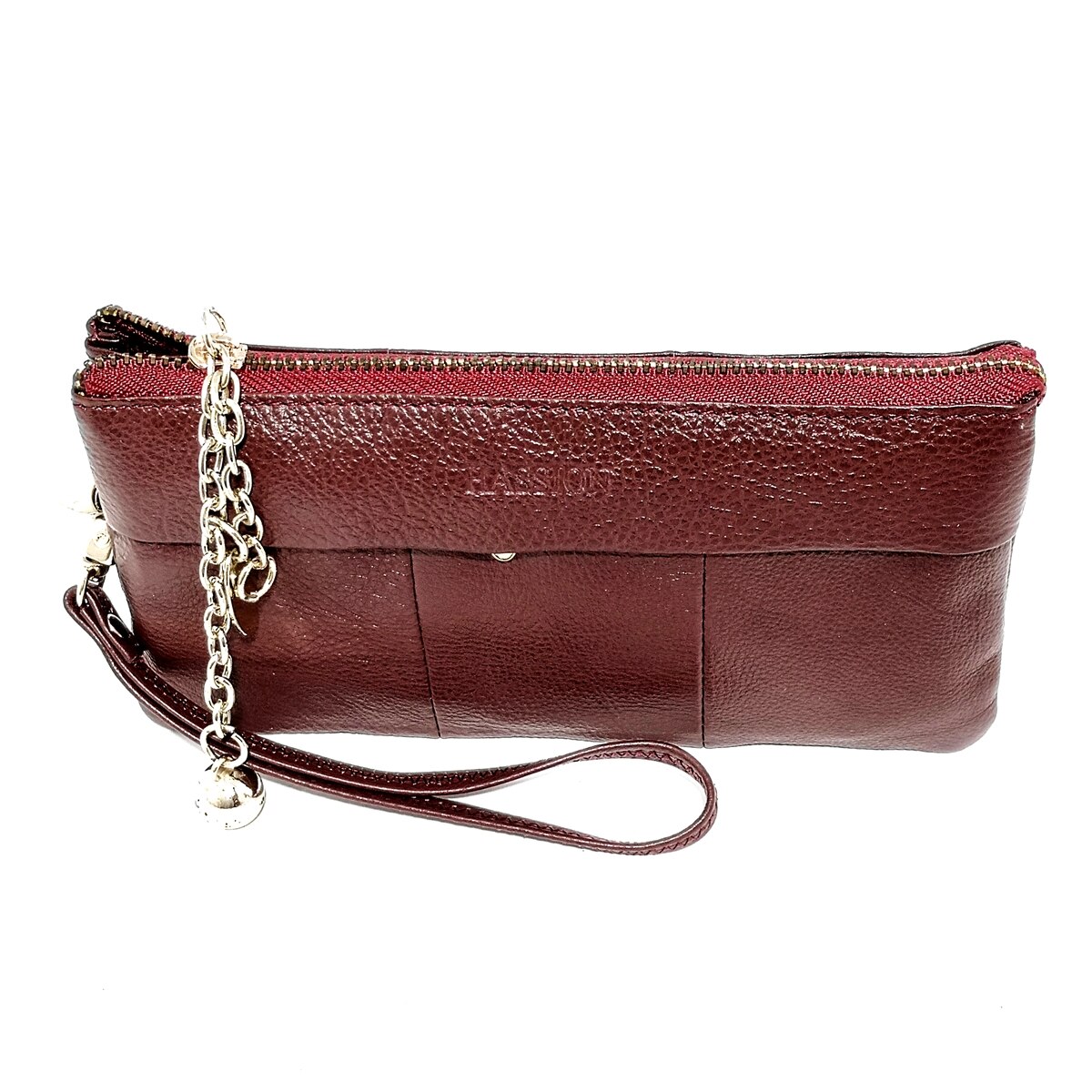 Borseta portofel dama din piele naturala, visiniu, Hassion, 5025 red jujube