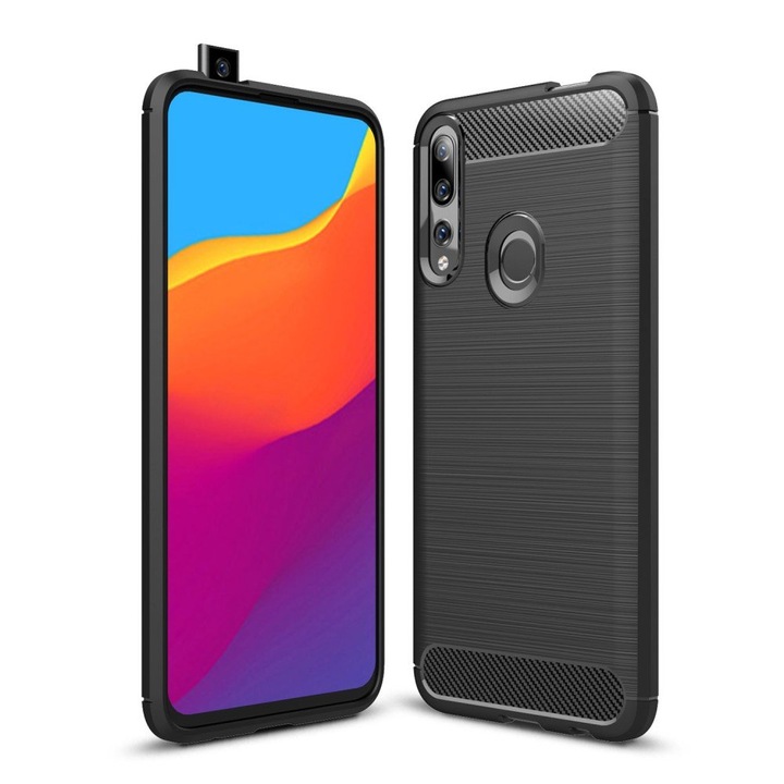 Силиконов калъф Carbon Fibre Brushed за Huawei P Smart Z 2019 , Черен
