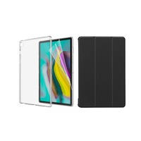 Set 3 in 1 husa carte, husa silicon si folie protectie ecran pentru Samsung Galaxy Tab S5e 10.5 inch T720/T725, negru