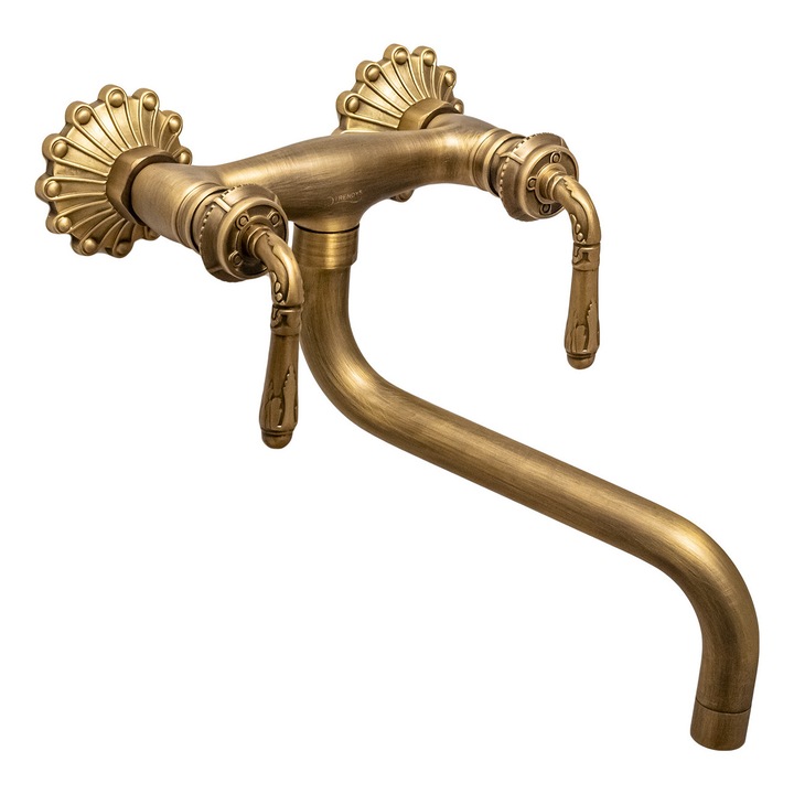Baterie bucatarie prindere perete pipa lunga mobila model cu broderie bronz antichizat TRENDY S