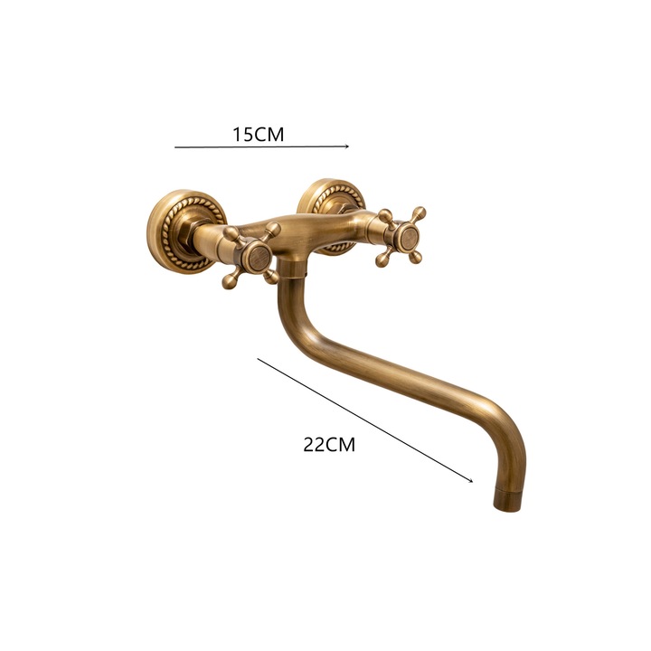 Trendy's konyhai csaptelep falra szerelhető hosszú csaptelep, antik bronz