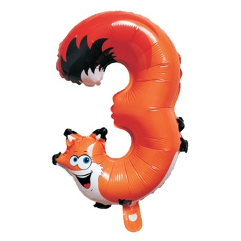 Balon folie cifra 3 Zola®, Vulpita, 30x49 cm Balon folie cifra 3 Zola®, Vulpita, 30x49 cm