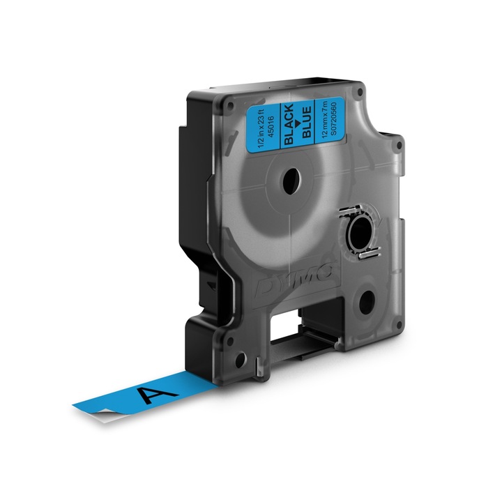 Banda laminata Dymo D1 DY45016 12mm, Negru/Albastru