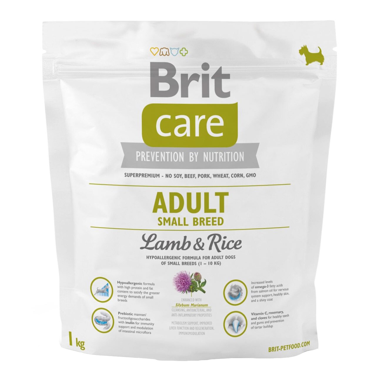 Hrana uscata pentru caini Brit Care, Adult, Small Breed, Miel si Orez, 1kg