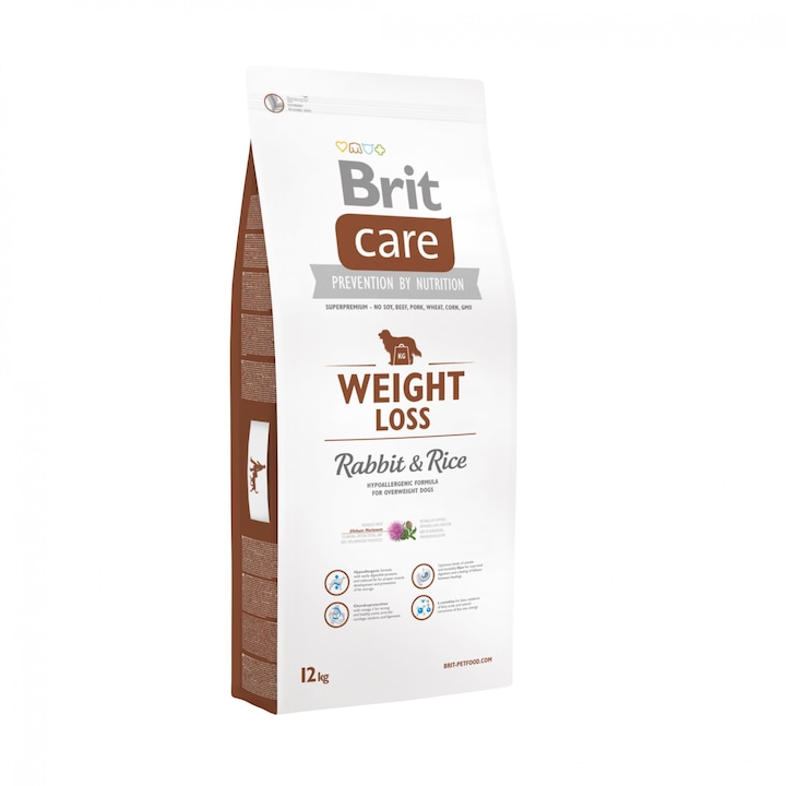 Суха храна за кучета Brit Care, Weight Loss, Adult, Заешко и ориз, 12 кг