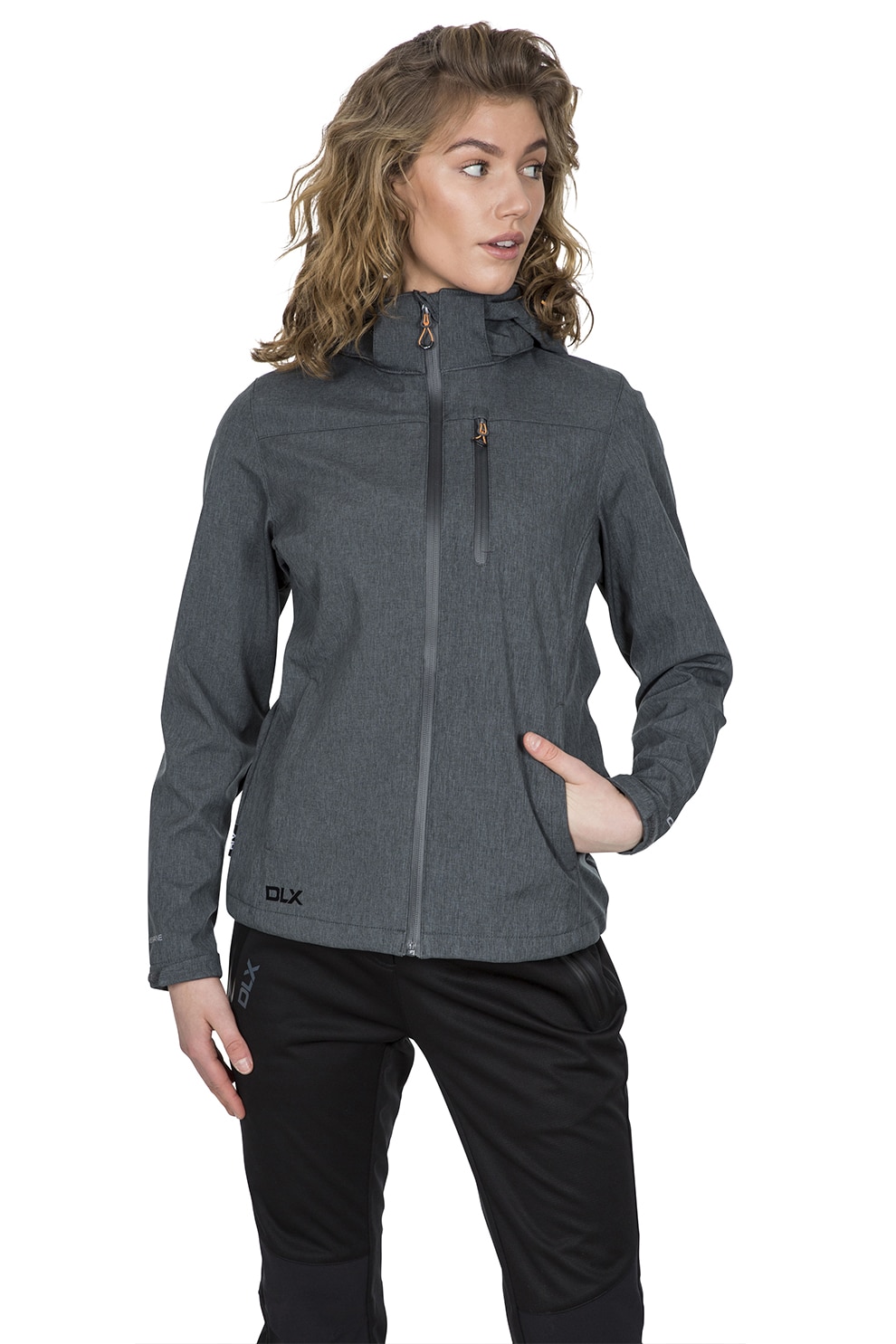 Trespass, Jacheta impermeabila si rezistenta la vant, cu gluga Claren II, FAJKSSO10001-DARK-GREY-MARL