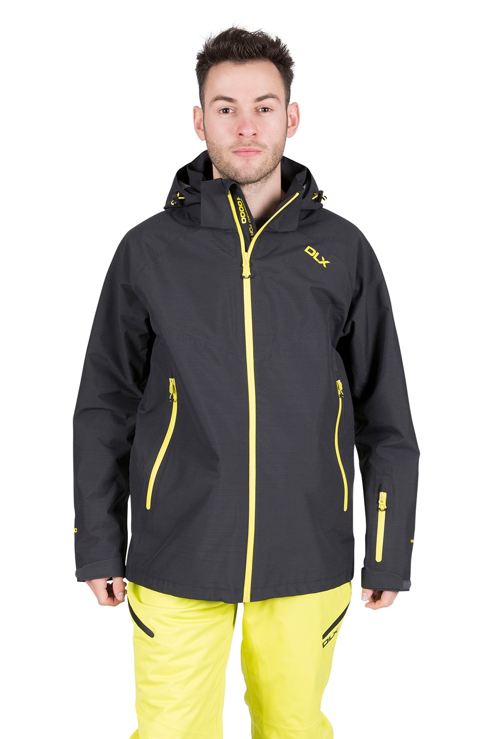 Trespass, Jacheta impermeabila si rezistenta la vant, pentru ski Crompton, Gri antracit/Galben, S