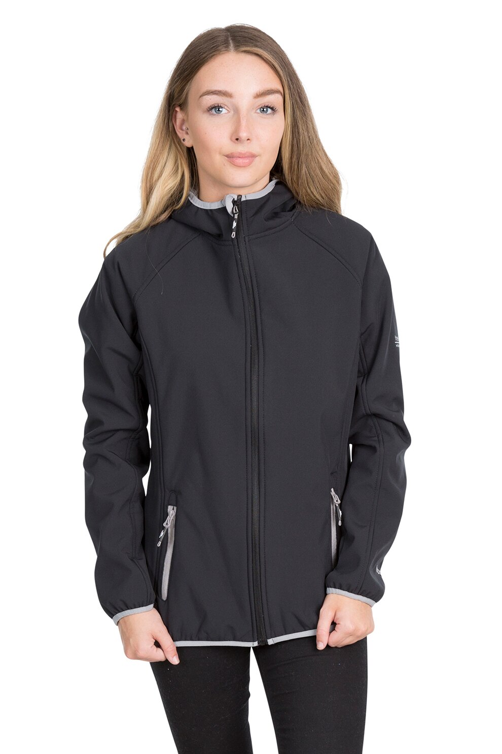Trespass, Jacheta softshell impermeabila si rezistenta la vant, pentru drumetii Emery, Negru, 2XS