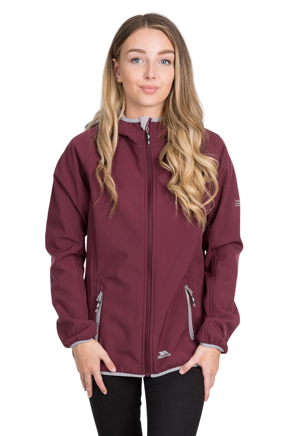 Trespass, Jacheta softshell impermeabila si rezistenta la vant, pentru drumetii Emery, Violet tyrian, 2XS