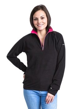Trespass, Bluza sport din fleece cu fenta cu fermoar Skylar, Negru Trespass, Bluza sport din fleece cu fenta cu fermoar Skylar, Negru