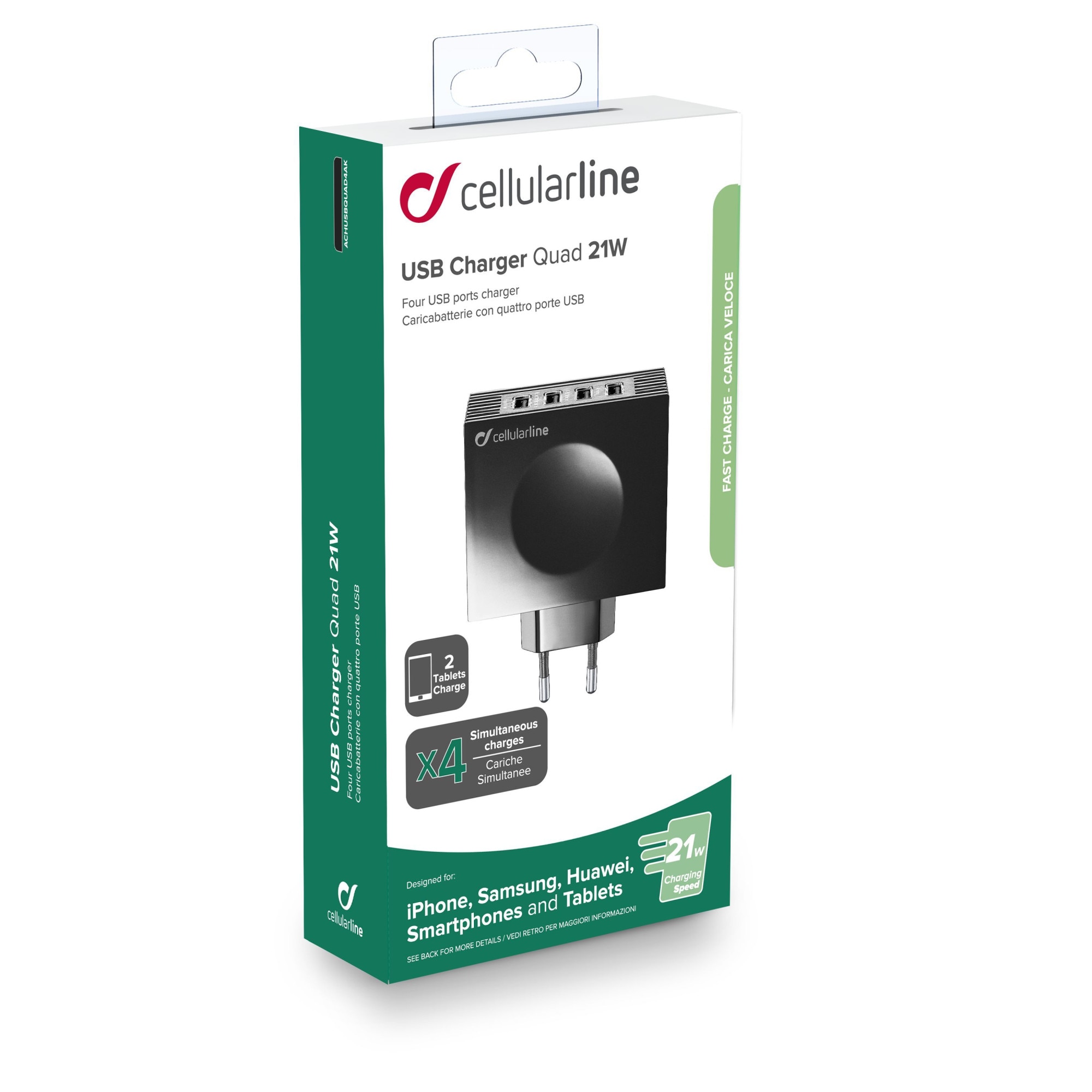 Cellularline Caricabatterie universale MULTIPOWER 2 COMBO PLUS 48W