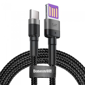 Cablu de date/incarcare Baseus, Cafule USB-C, Quick Charge, 1M 5 A, Negru Cablu de date/incarcare Baseus, Cafule USB-C, Quick Charge, 1M 5 A, Negru