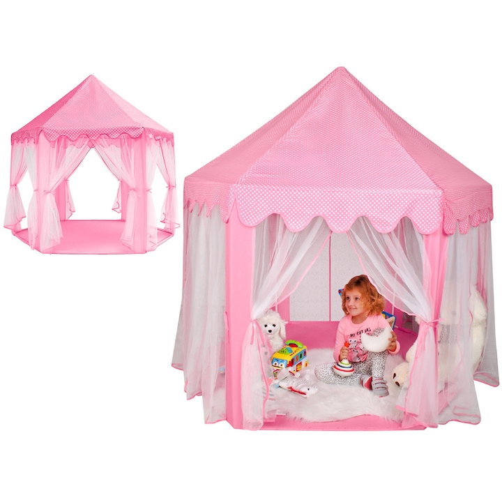 Iso Trade 6104 gyermek játszósátor, mesebeli kastély, 89cm, rózsaszín