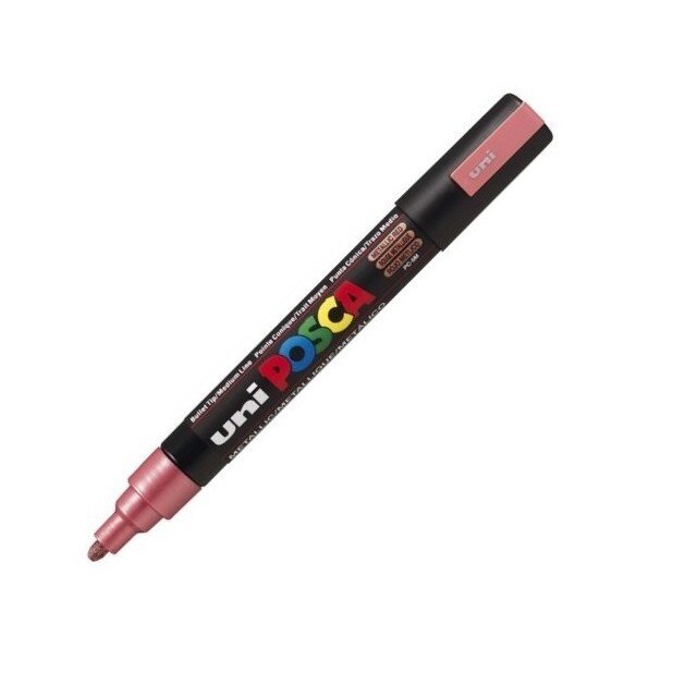 Marker Uni-ball PC-5M Posca 1,8-2,5 mm rosu metalizat