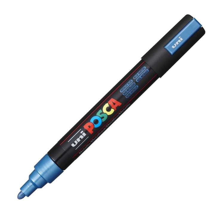 Marker cu vopsea Posca PC-5M - albastru metalizat