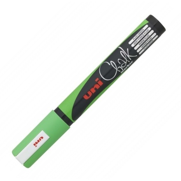 Marker creta Uni-ball Chalk PWE-5M verde fluorescent