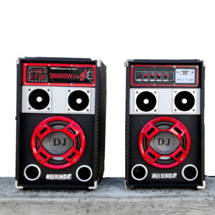 GLO Nagy teljesítményű DJ Red Sound Bluetooth hangfal szett Multimédia 2 x 40 W BT POWER felvétel és karaoke funkció