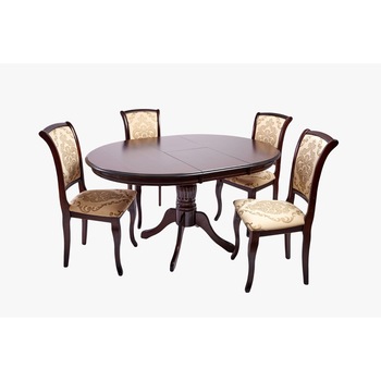 Masa Olivia extensibila + 4 scaune Milano lemn masiv elegant tapitat , wenge Masa Olivia extensibila + 4 scaune Milano lemn masiv elegant tapitat , wenge