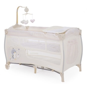 Patut pliabil KikkaBoo cu doua nivele si carusel Dolce Sonno Beige Birdy Patut pliabil KikkaBoo cu doua nivele si carusel Dolce Sonno Beige Birdy