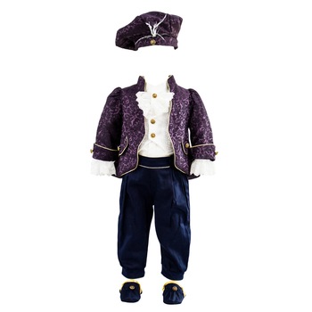 Costum botez, model Micul Print, culoare mov-bleumarin , varsta 0-3 luni Costum botez, model Micul Print, culoare mov-bleumarin , varsta 0-3 luni