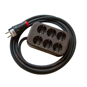 Multipriza 6 intrari, cablu cauciucat Titanex 1m, 3x1,5mm Multipriza 6 intrari, cablu cauciucat Titanex 1m, 3x1,5mm