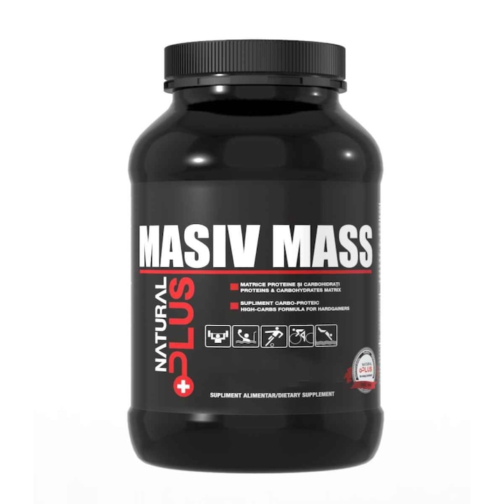 Gainer pentru cresterea masei musculare - Masiv Mass 1000 g, vanilie