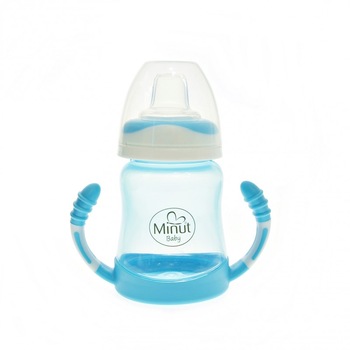 Cana anticurgere cu manere si cioc silicon Minut Baby, 210 ml, 6+, bleu Cana anticurgere cu manere si cioc silicon Minut Baby, 210 ml, 6+, bleu