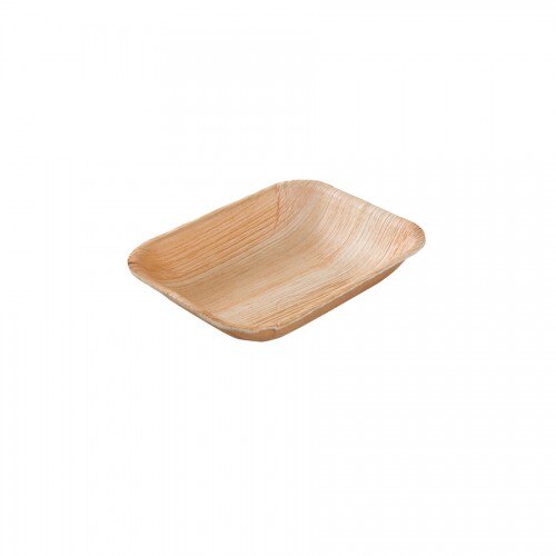 Farfurii biodegradabile dreptunghiulare adanci, frunze de palmier, 16x13 cm, set 25 buc