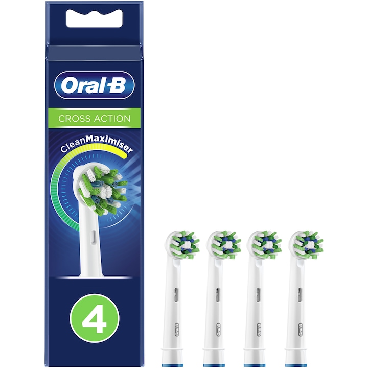 Резерва за електрическа четка за зъби Oral-B Cross Action, 4 броя, CleanMaximiser