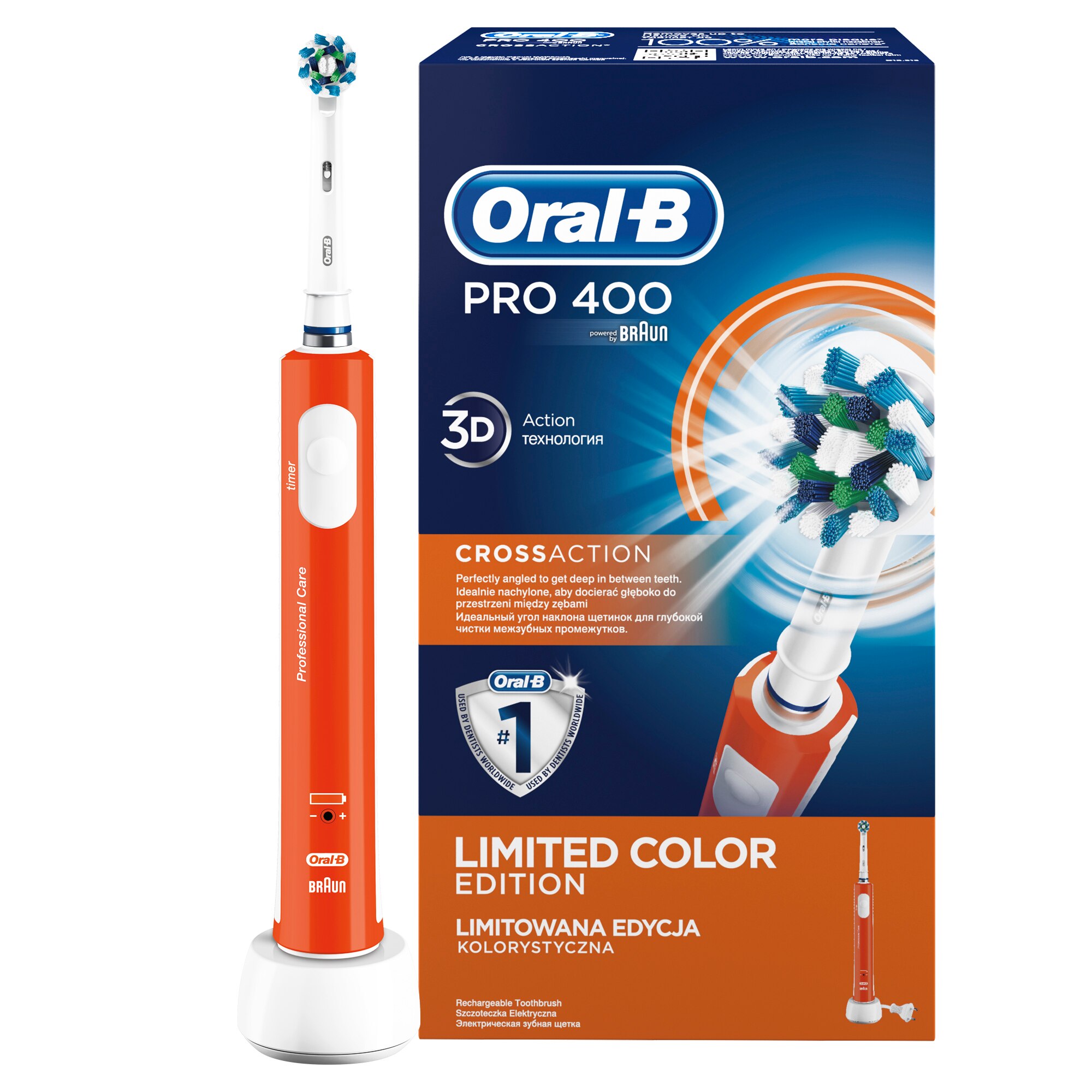 Periuta de dinti electrica Oral-B PRO 400 CrossAction, Portocaliu