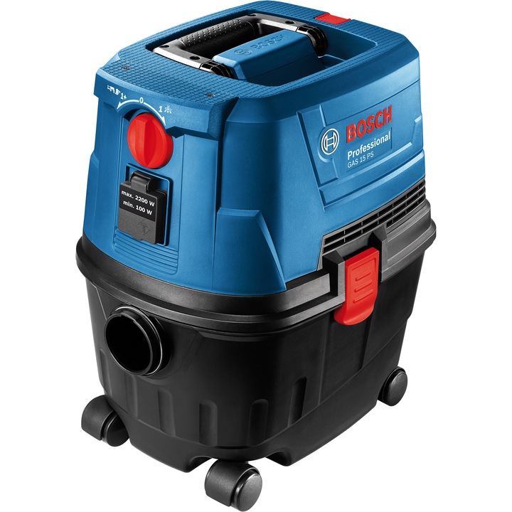 Bosch Professional GAS 15 PS Nedves- és szárazporszívó, 1100 W, 10L, Max. 270 mbar vakuum, Fekete/Kék
