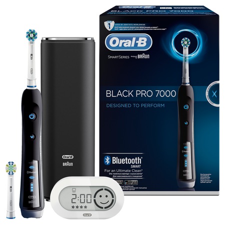Periuta de dinti electrica Oral-B Smart Series 7000 CrossAction cu conectivitate Bluetooth, 6 programe, 5 capete, Negru
