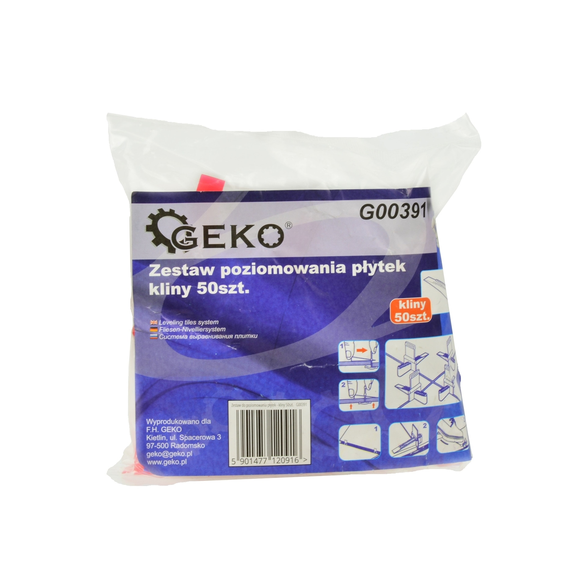 Set dispozitive de nivelare, 50 piese, Geko G00391