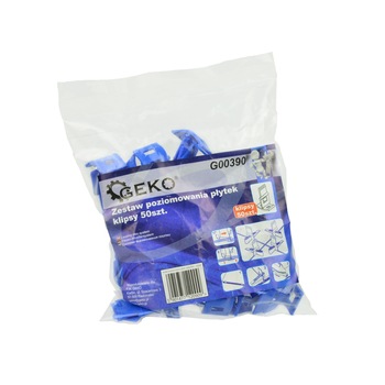 Set cleme pentru ajustare placi, 50 piese, Geko G00390 Set cleme pentru ajustare placi, 50 piese, Geko G00390