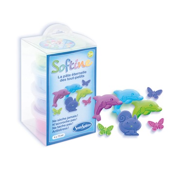 Plastilina copii mici - Softine - 4 cutii Culori Reci Plastilina copii mici - Softine - 4 cutii Culori Reci