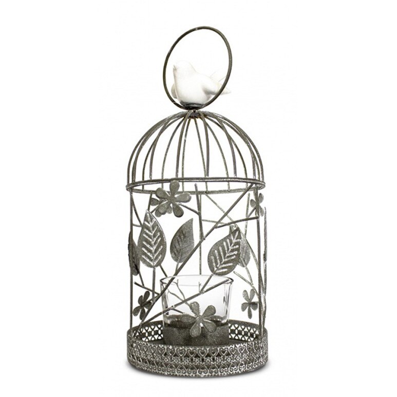 Colivie metalica, argintie, dimensiune 30x13 cm