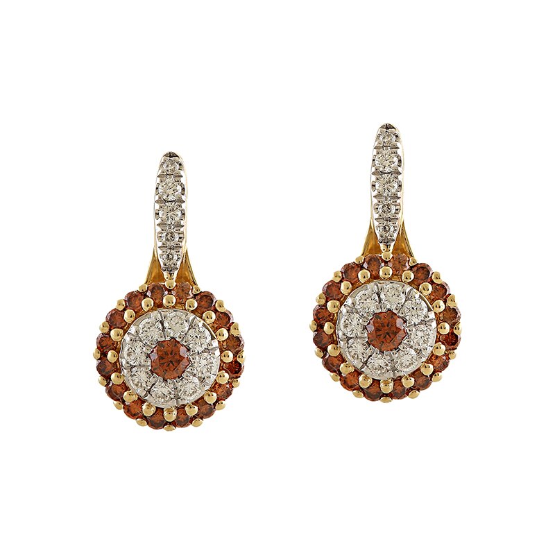 Cercei Deruvo Aur 18k Diamante, Diamante Portocalii E30172R-YOD
