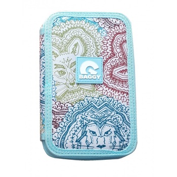 Penar Baggy ,1 compartiment echipat, cu 16 piese, bleu, imagini cu animale Penar Baggy ,1 compartiment echipat, cu 16 piese, bleu, imagini cu animale