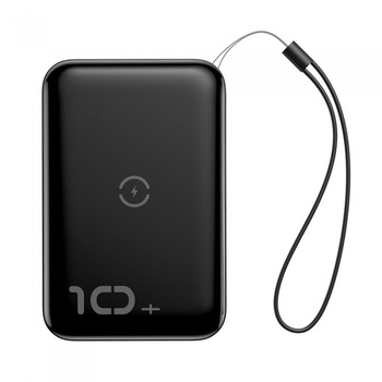 Baterie Externa Power Bank, Baseus Mini S Bracket, Wireless Charger Qi, 10000mAh, Negru Baterie Externa Power Bank, Baseus Mini S Bracket, Wireless Charger Qi, 10000mAh, Negru