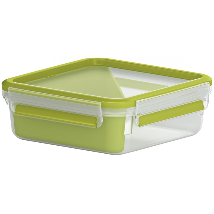 Caserola compartimentata Tefal Clip & Go, 0.8 L, 100% etans, verde